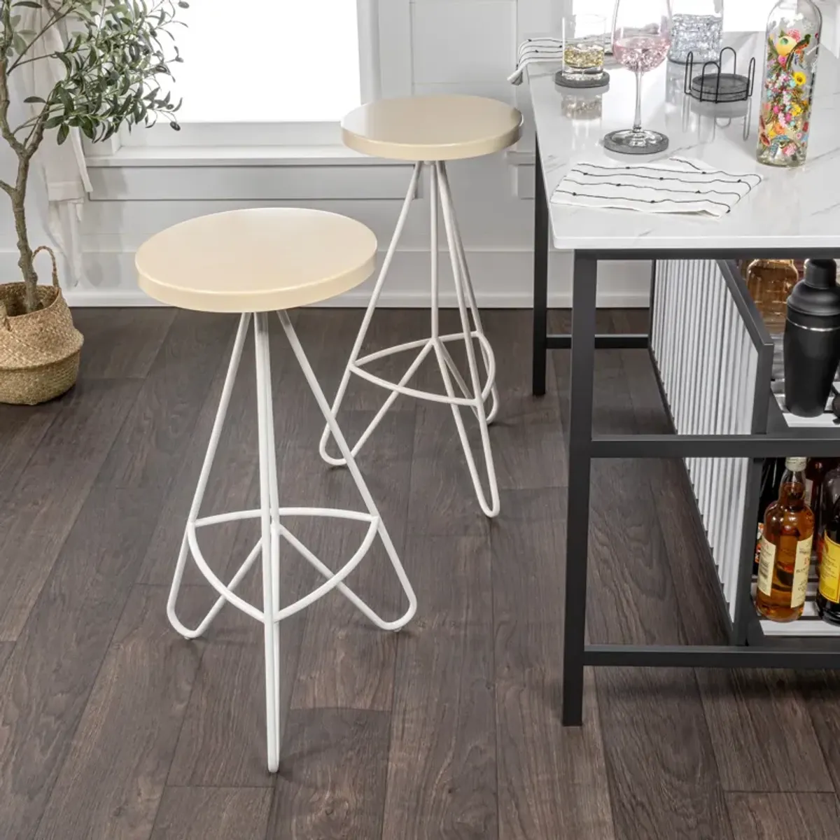 Trinity 30" Modern Industrial Iron Tripod Backless Bar Stool