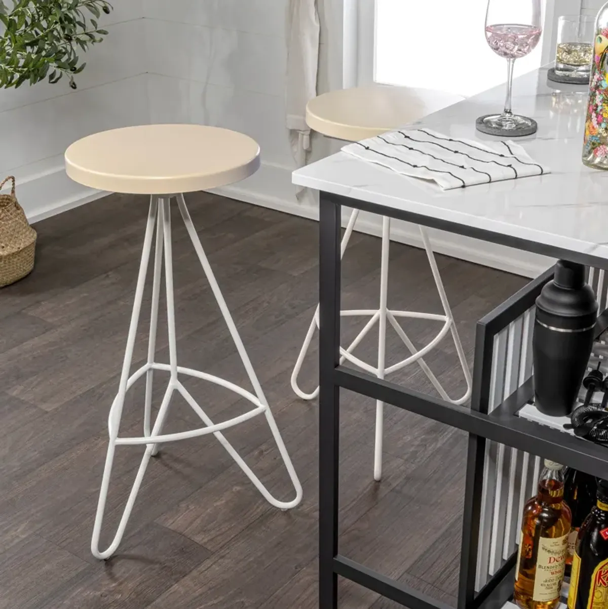 Trinity 30" Modern Industrial Iron Tripod Backless Bar Stool