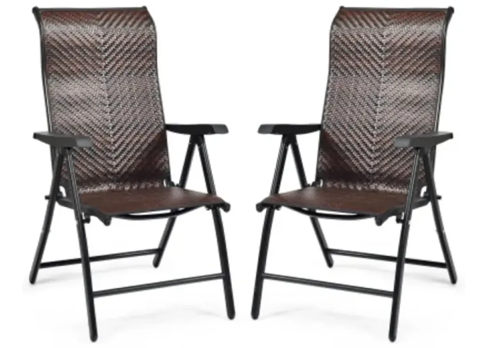 Hivvago 2 Pieces Patio Rattan Folding Reclining Chair