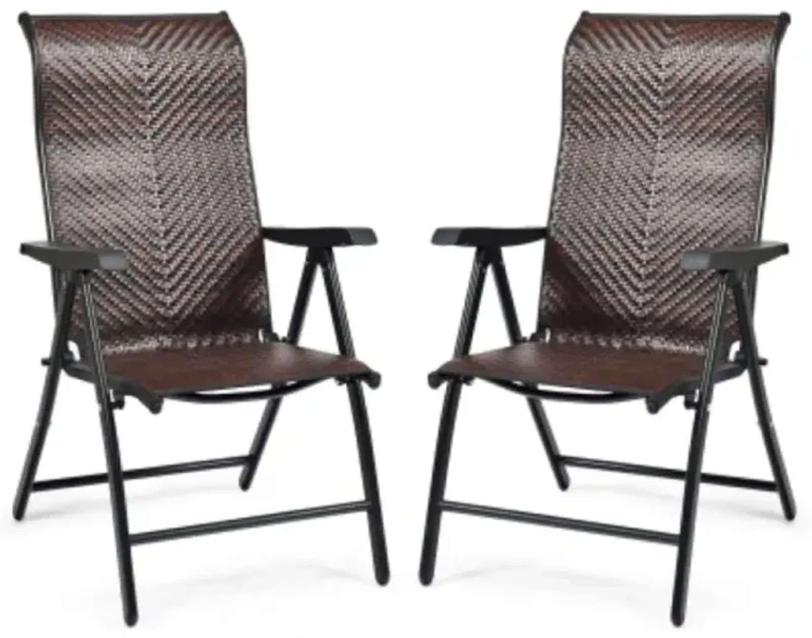 Hivvago 2 Pieces Patio Rattan Folding Reclining Chair