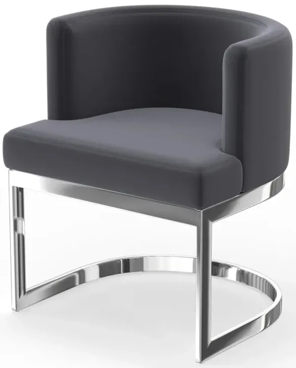 Wingback Dining chair in fabric seat and stainless steel base