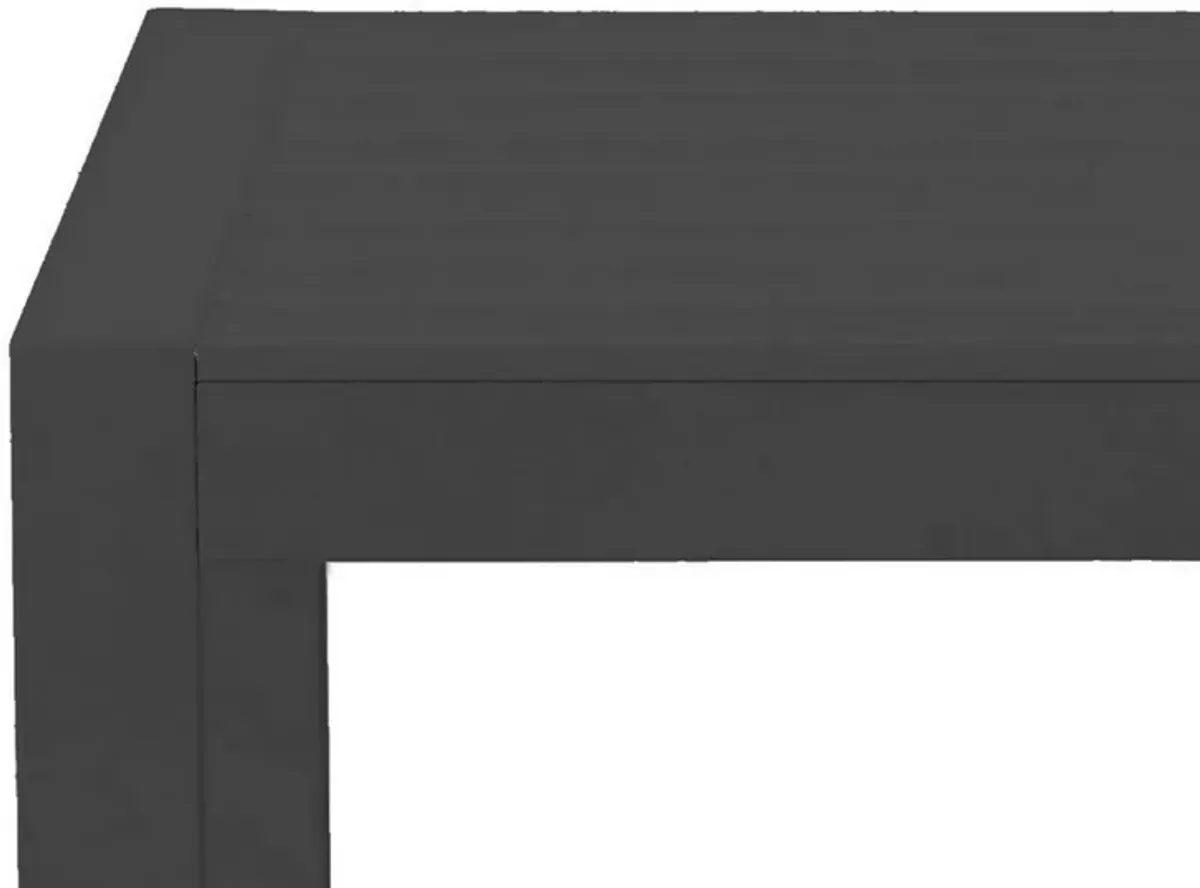 Kili 35 Inch Coffee Table, Polyresin Surface, Jet Black Aluminum Frame-Benzara