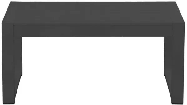 Kili 35 Inch Coffee Table, Polyresin Surface, Jet Black Aluminum Frame-Benzara