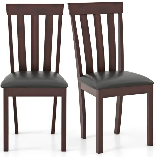 Set of 2 Padded Dining Chairs with Upholstery and Rubber Wood Base for Home