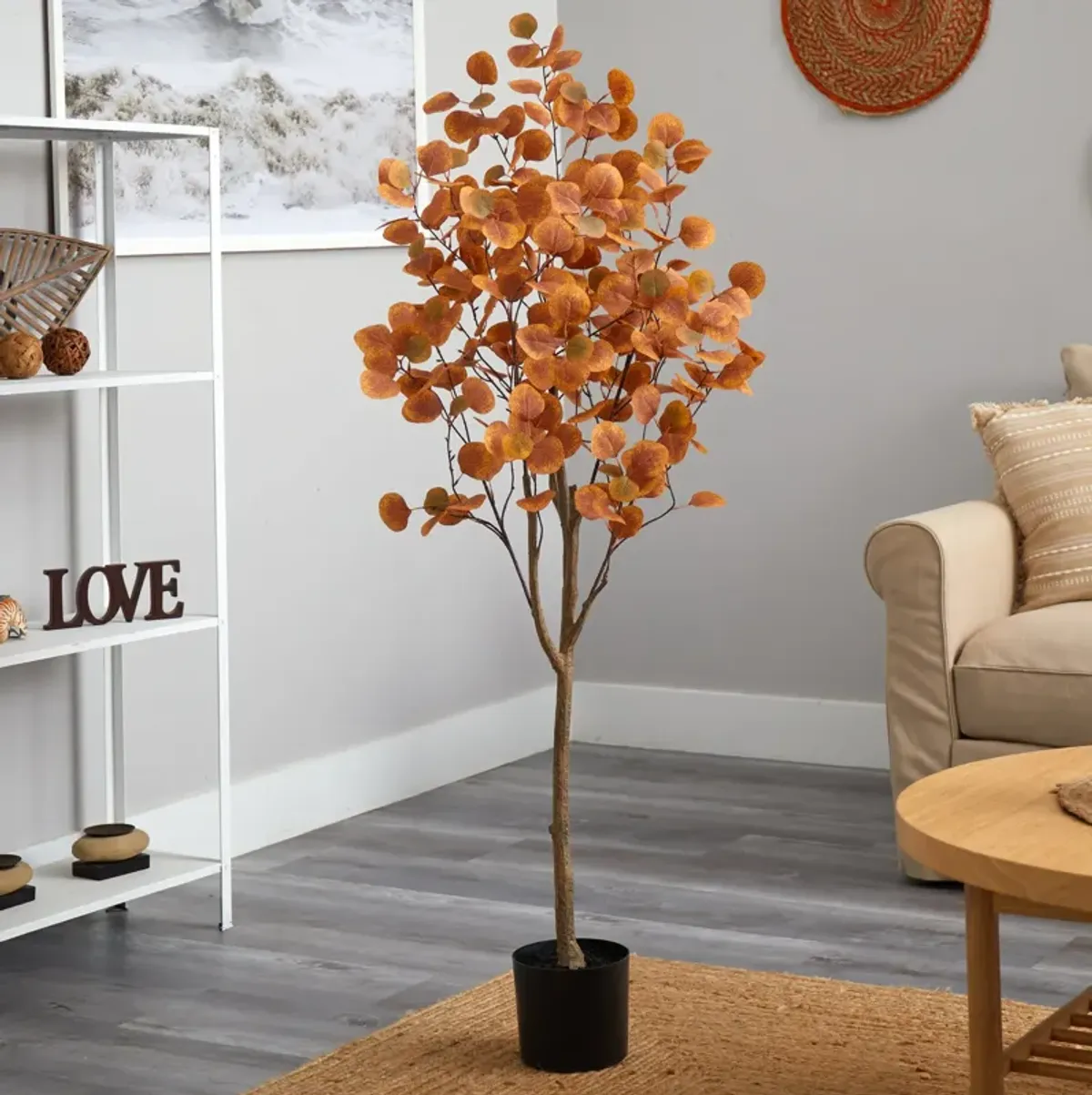 HomPlanti 5 Feet Autumn Eucalyptus Artificial Tree