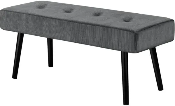 Hivvago Mid-Century Grey Corduroy Upholstered End of Bed Bench with Black Metal Legs
