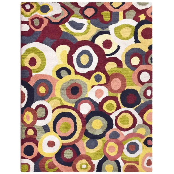 RUGSOTIC CARPETS HAND TUFTED WOOL ECO-FRIENDLY AREA RUGS  - 3'x5', Rectangle Shape, Multicolor, Contemporary Modern Design, High Pile Handmade Area Rugs for Living Room, Bed Room (K11125)