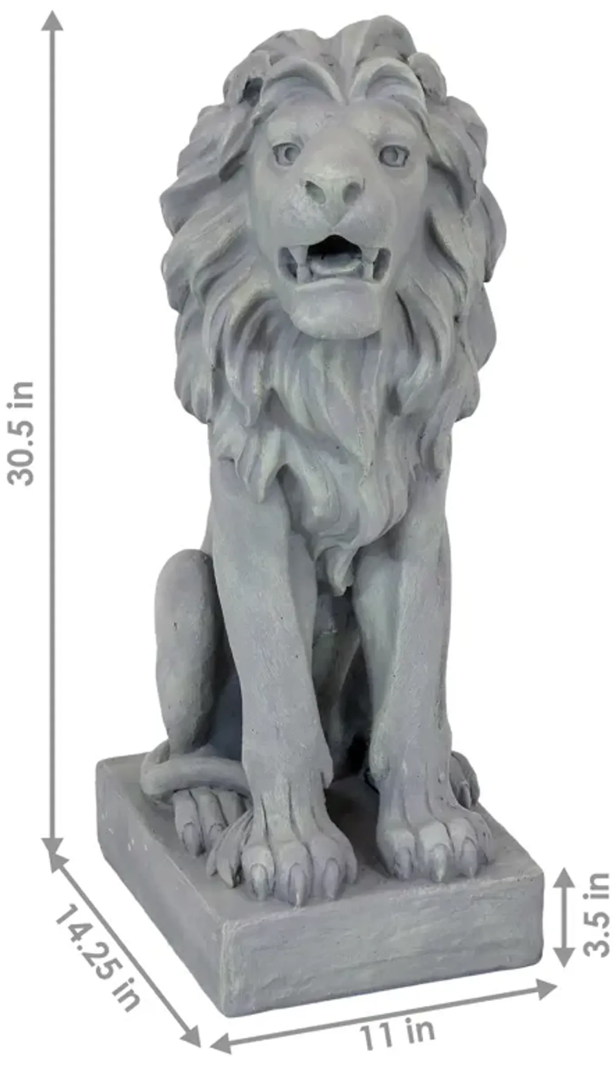 Sunnydaze Noble Beast Sitting Lion Outdoor Concrete Statue - 30 in