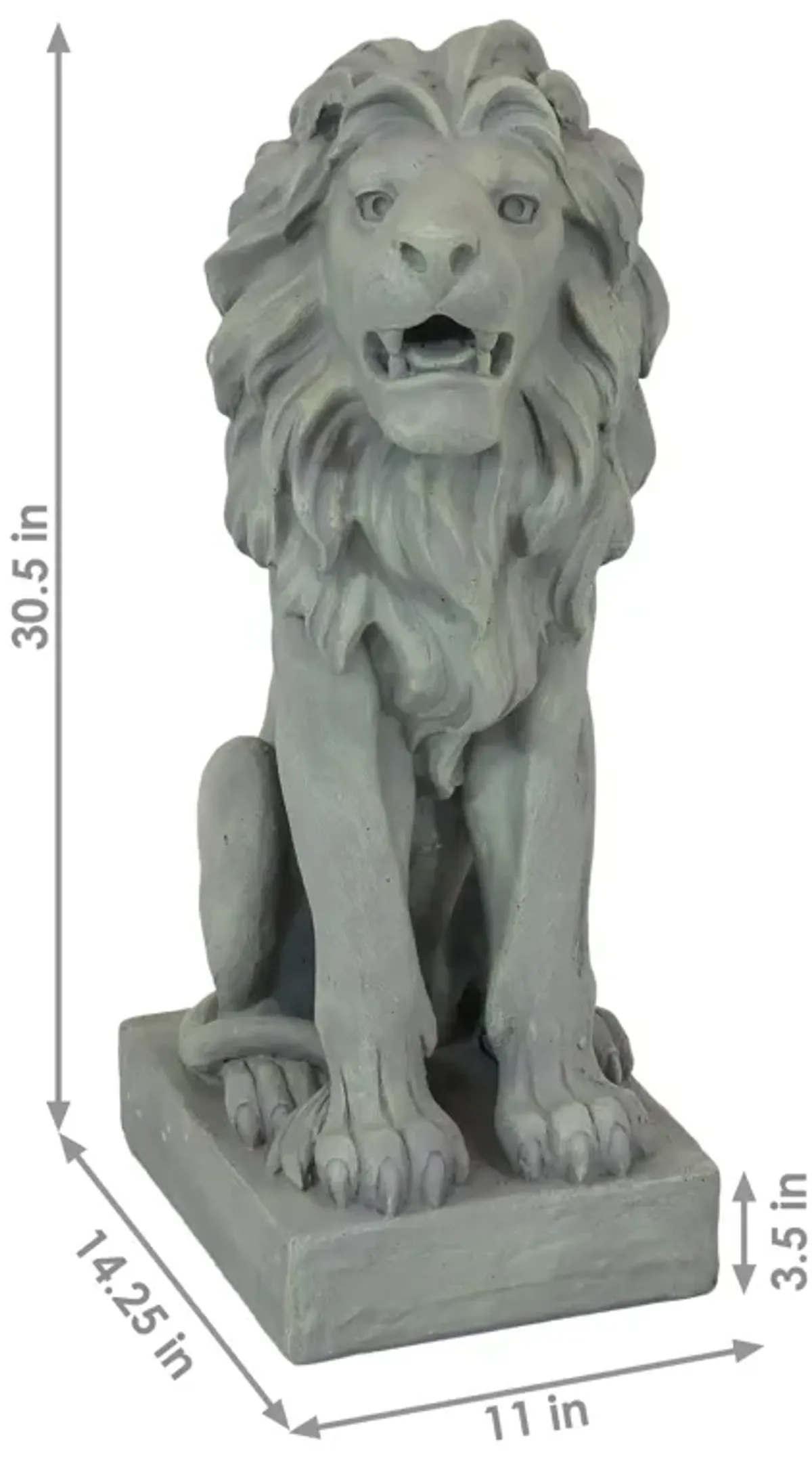 Sunnydaze Noble Beast Sitting Lion Outdoor Concrete Statue - 30 in