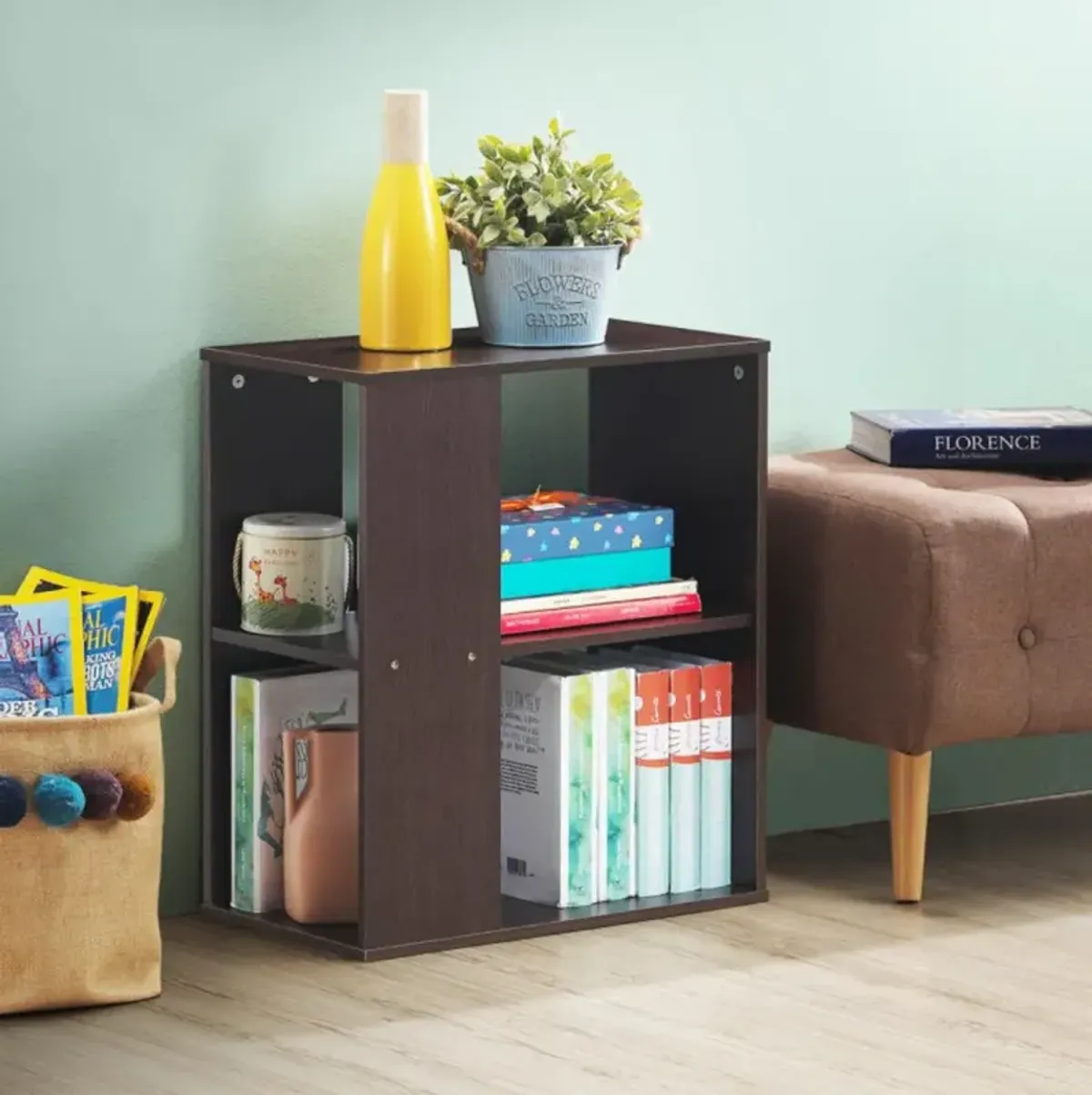 Hivvago 2-Tier Side End Table with Storage Shelves