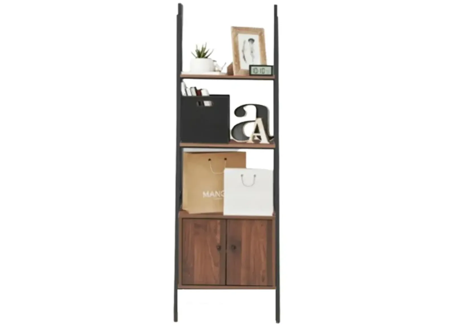 3-Tier Metal Frame Ladder Shelf Bookcase for Stylish Home Organization