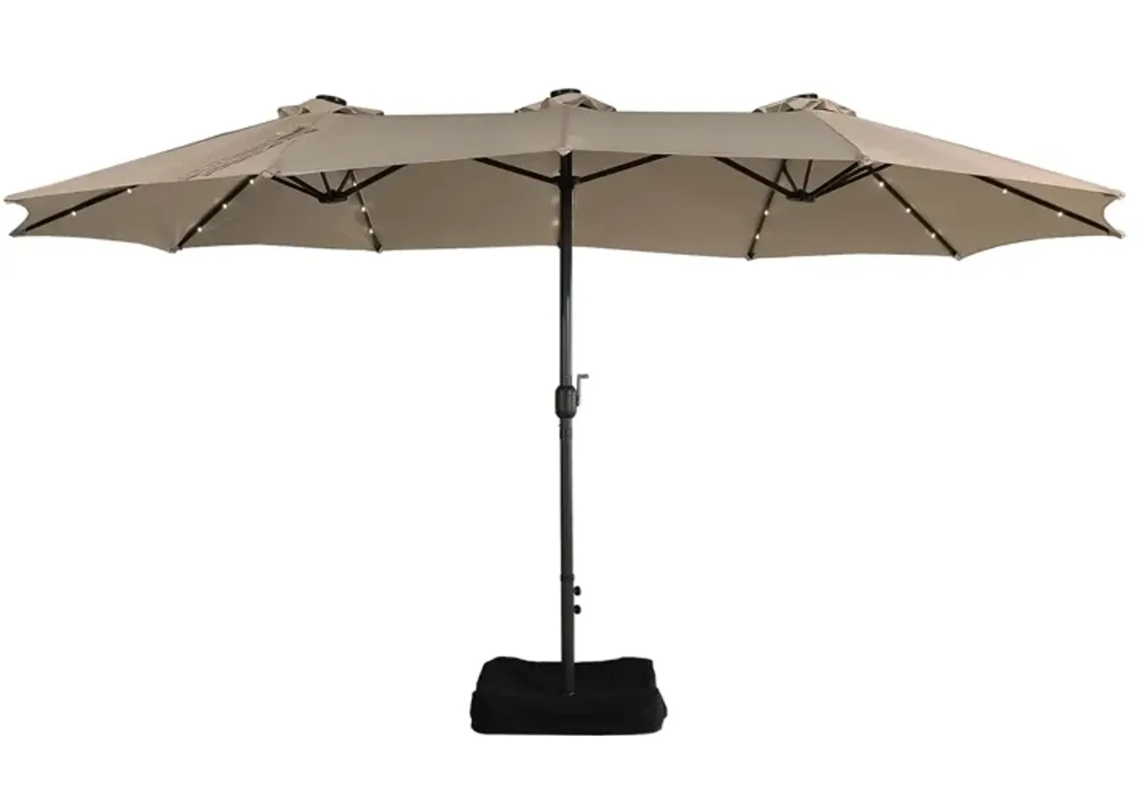 MONDAWE 15ft Rectangular Double-Sided Solar LED Outdoor Patio Market Umbrella with Base Included