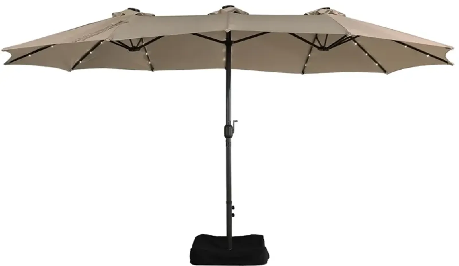 MONDAWE 15ft Rectangular Double-Sided Solar LED Outdoor Patio Market Umbrella with Base Included