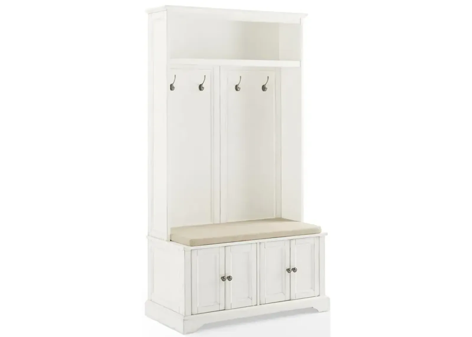 Crosley Furniture Holbrook Hall Tree Distressed White/Oatmeal