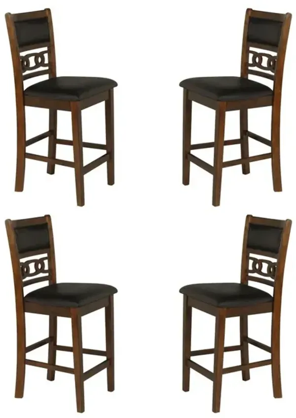 New Classic Furniture Gia Brown Wood Counter Chair with PU Seat (Set of 4)