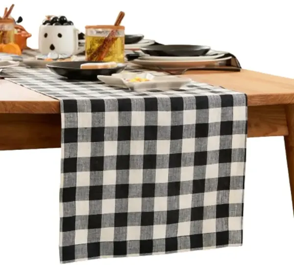 Solino Home 100% Pure Linen Table Runner - Morgan Check
