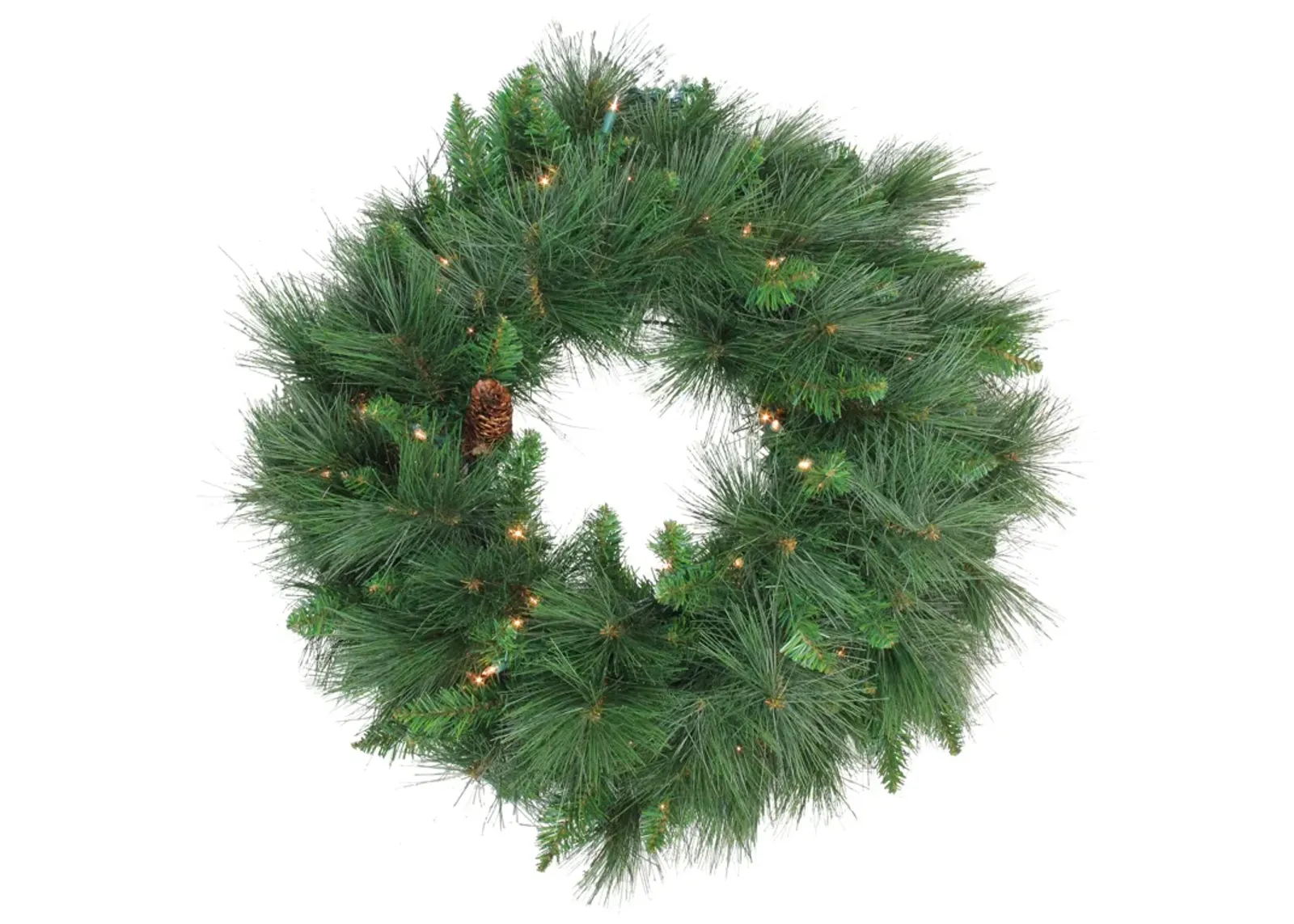 Pre-Lit White Valley Pine Artificial Christmas Wreath - 24-Inch  Clear Lights