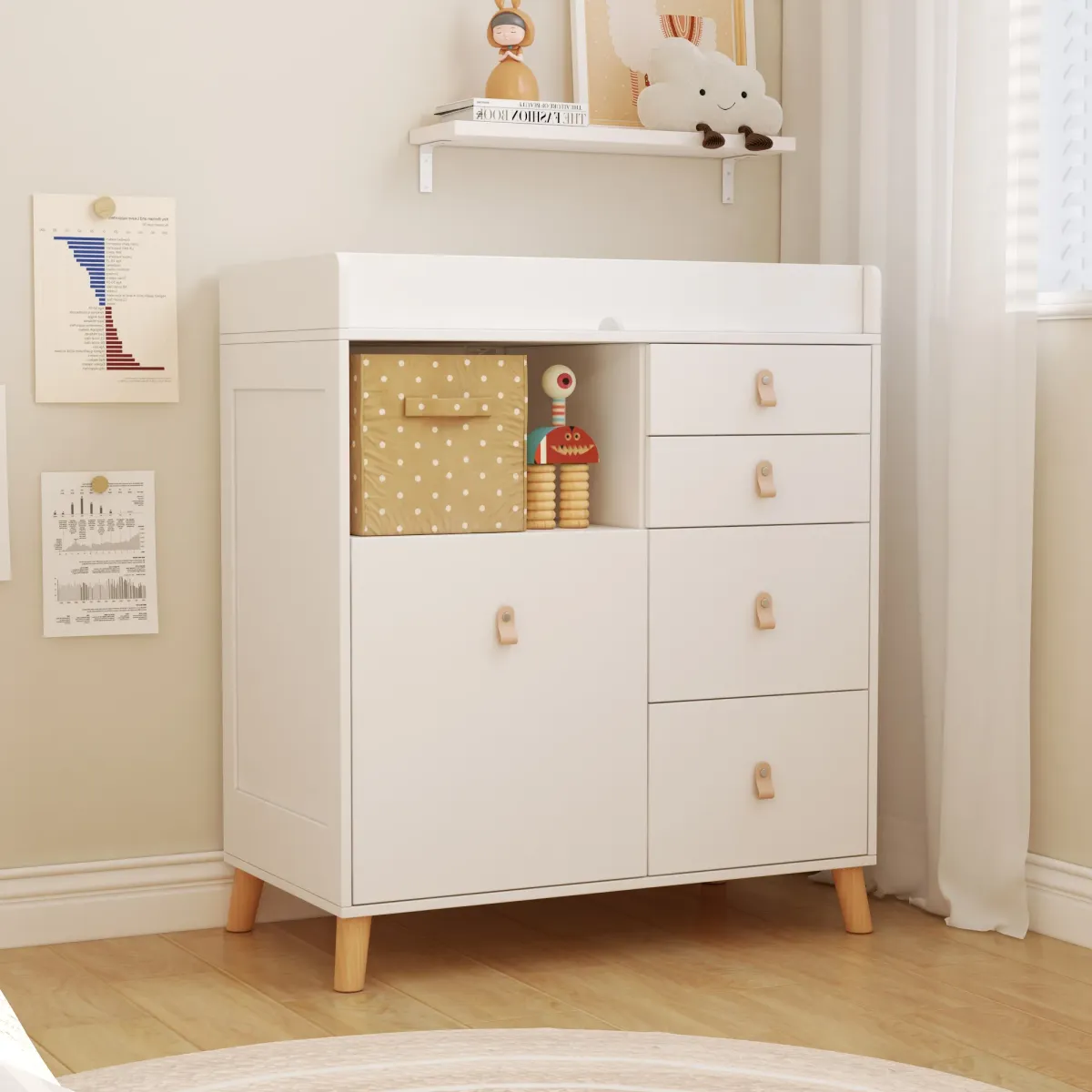 FUFU&GAGA 33.5-in W White Freestanding Changing Table