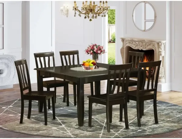 7 Pc Dining room set-Dinette Table with Leaf and 6 Dinette Chairs.