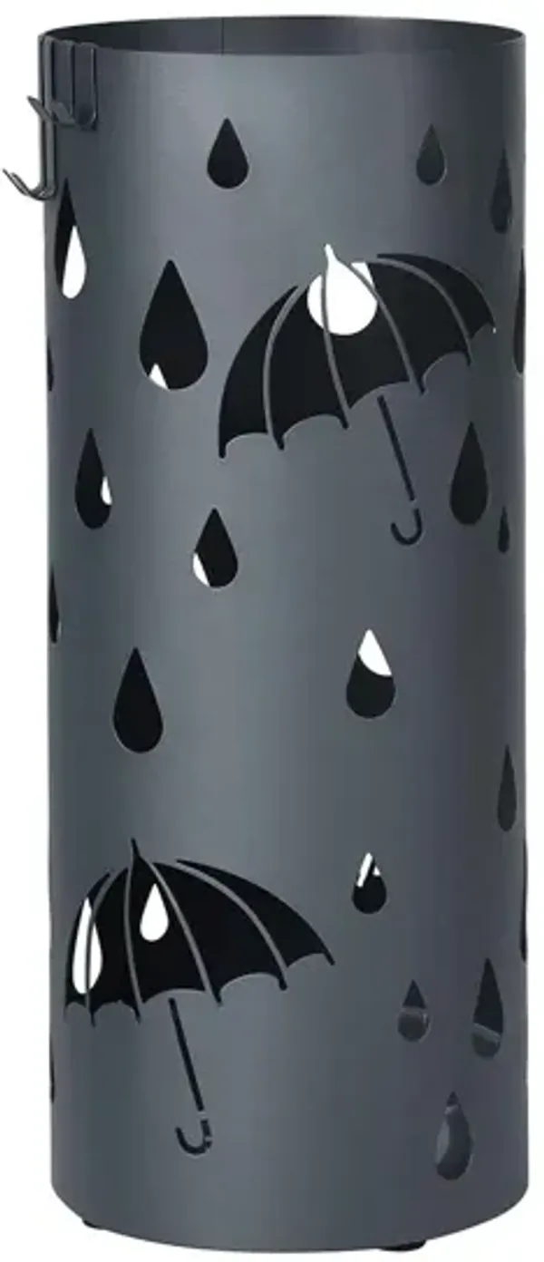 Metal Umbrella Stand with Drip Tray and Hooks – Stylish Home and Office Decor