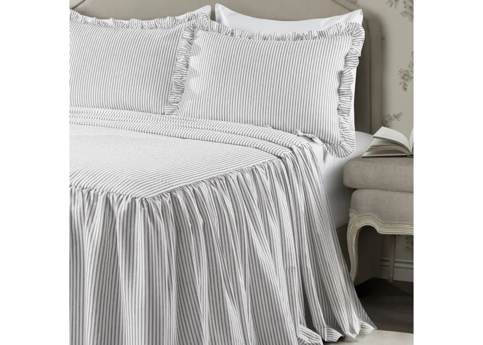 Ticking Stripe Bedspread 3Pc Set