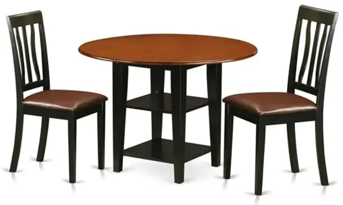 Dining Room Set Black & Cherry, SUAN3-BCH-LC