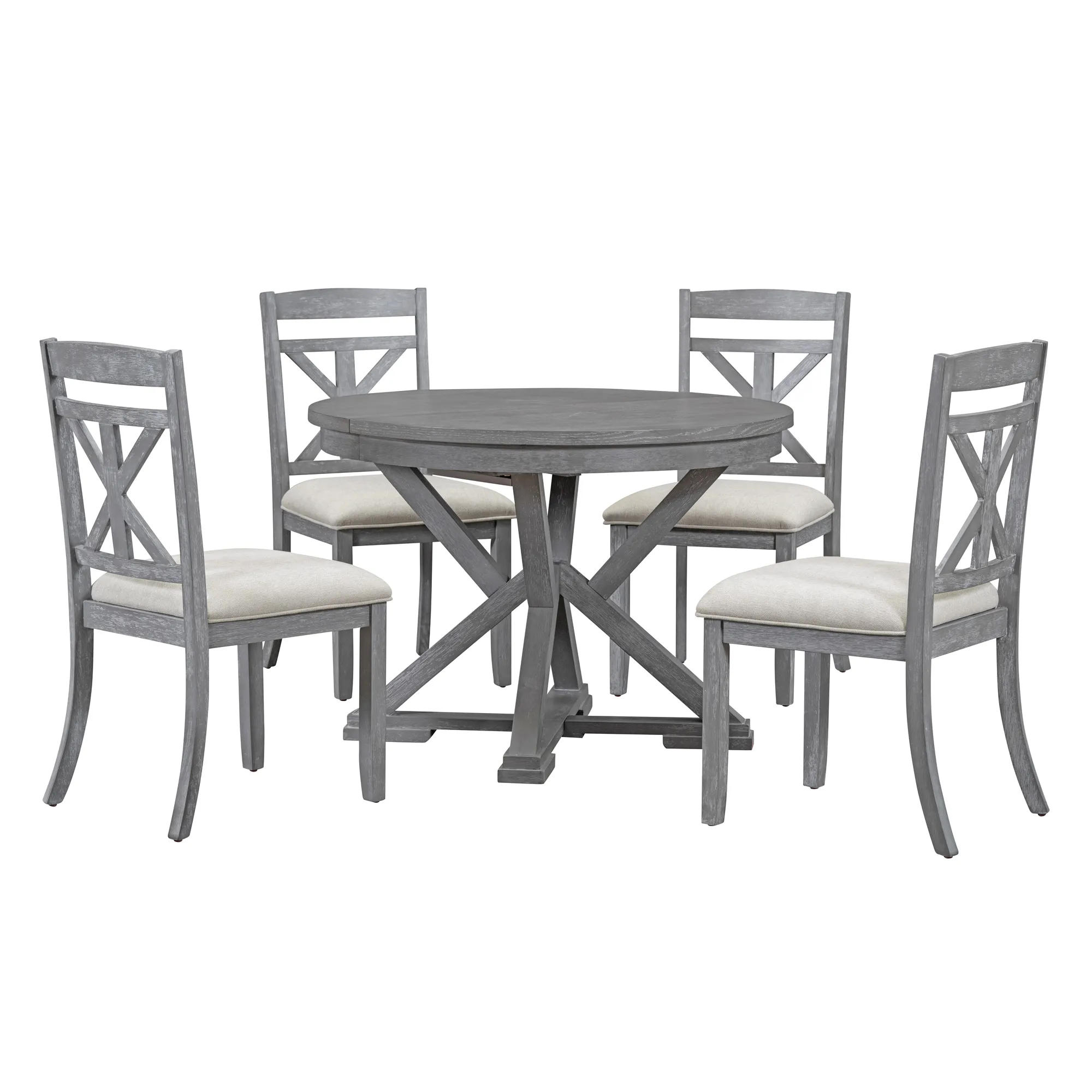 Merax 5-Piece Retro Dining Table Set with 4 Chairs