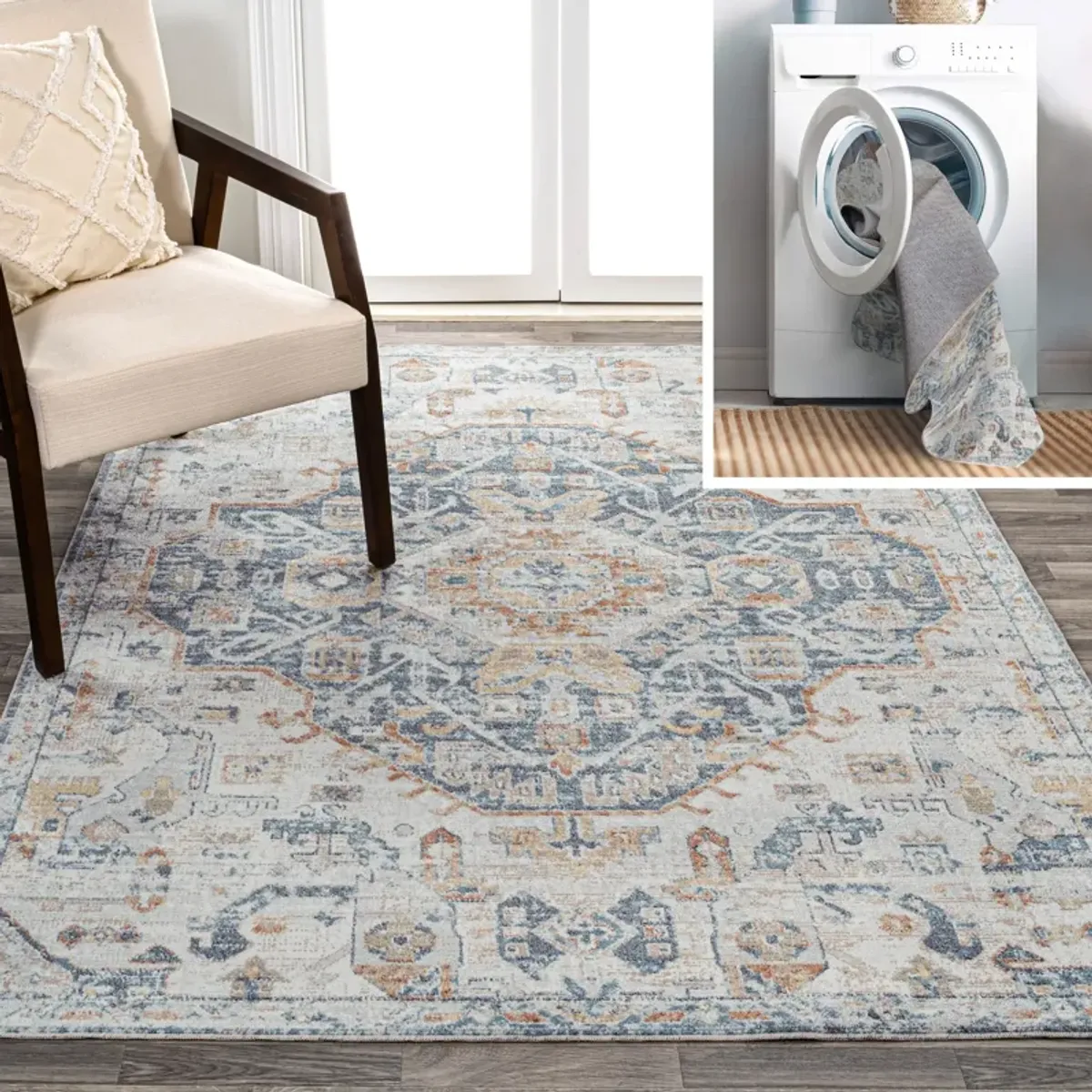 Shaemus Bohemian Medallion Low-Pile Machine-Washable Runner Rug