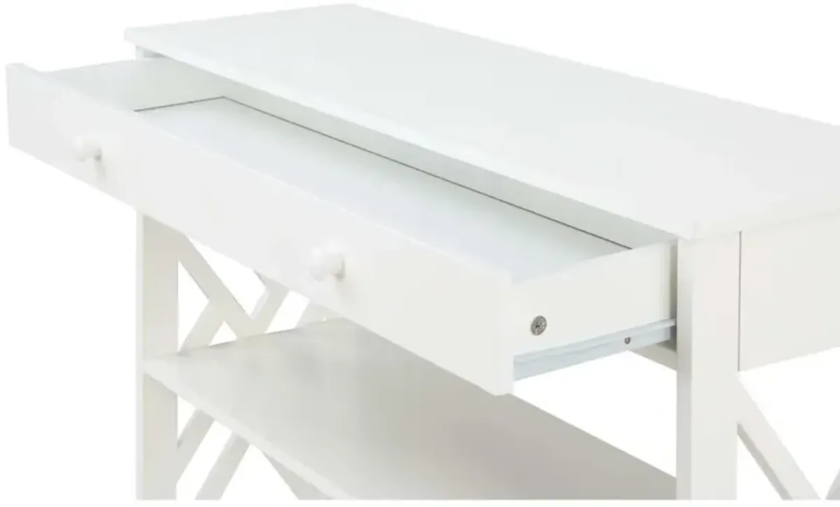 Convenience Concepts Titan 1 Drawer Console Table with Shelves, White