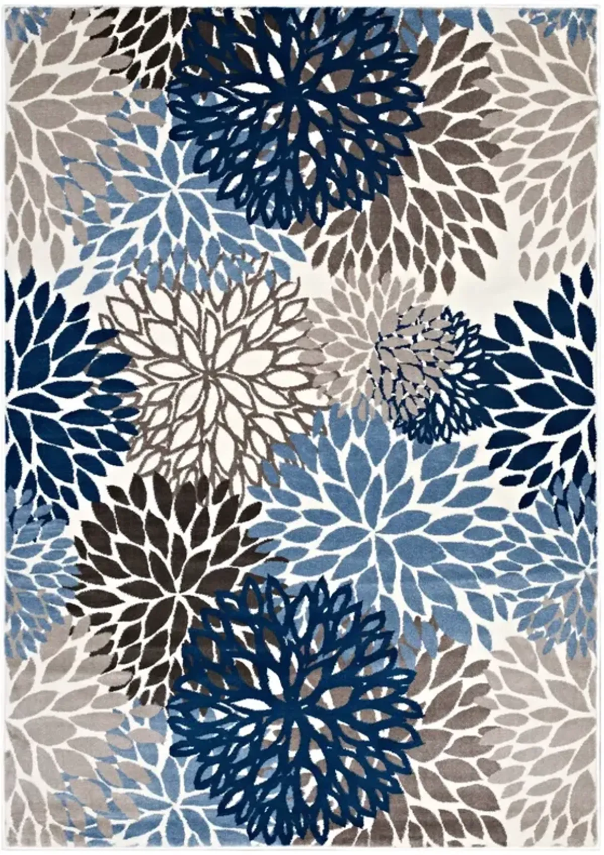 Calithea Vintage Classic Abstract Floral 5x8  Area Rug - Blue, Brown and Beige