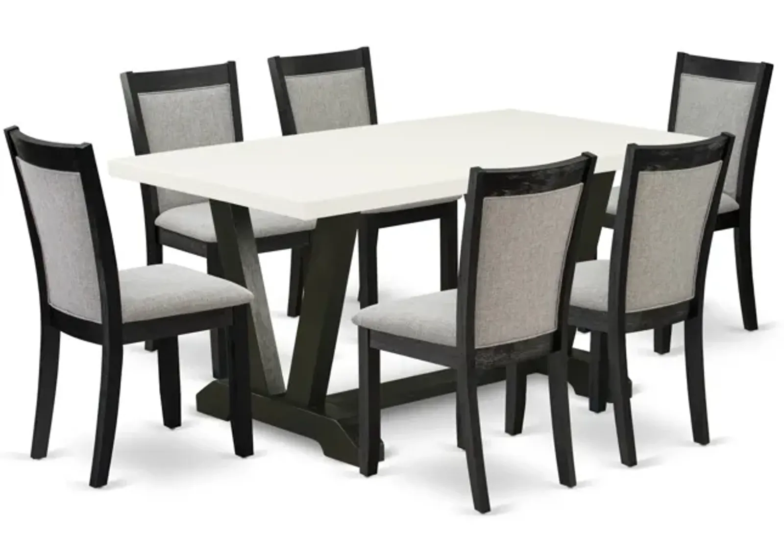 East West Furniture V626MZ606-7 7Pc Dining Set - Rectangular Table and 6 Parson Chairs - Multi-Color Color