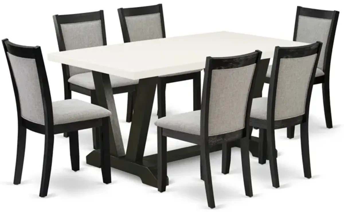 East West Furniture V626MZ606-7 7Pc Dining Set - Rectangular Table and 6 Parson Chairs - Multi-Color Color