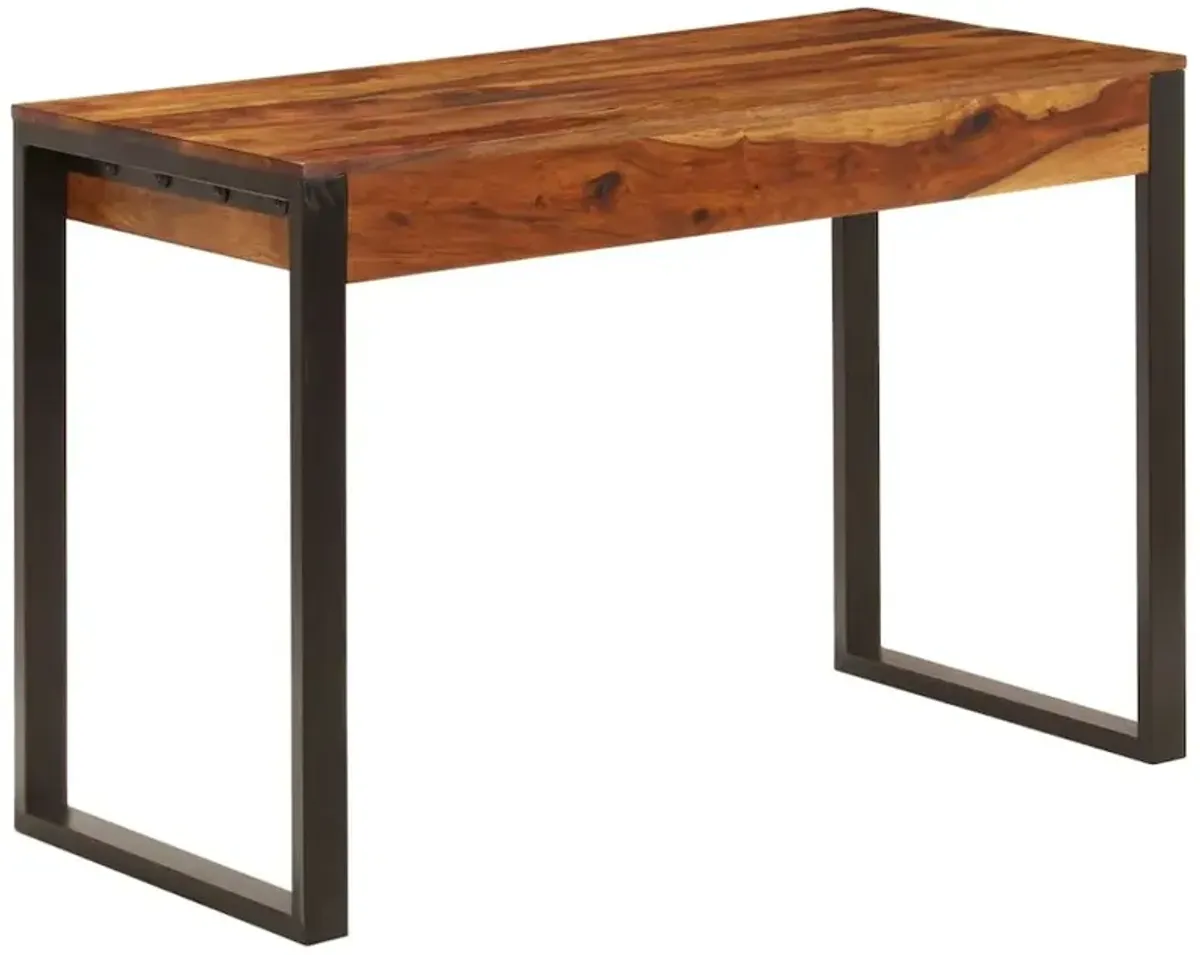 vidaXL Desk 43.3"x21.7"x30.7" Solid Sheesham Wood and Steel, 247963