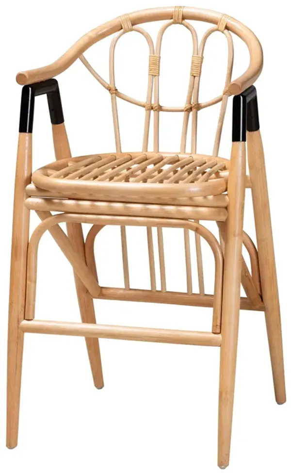 Baxton Studio Cyntia Modern Bohemian Natural Brown Rattan Counter Stool