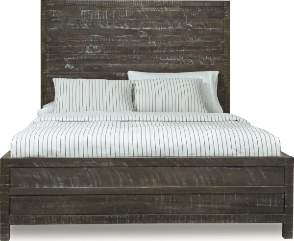 Townsend California King-Size Solid Wood Low-Profile Bed in Gunmetal