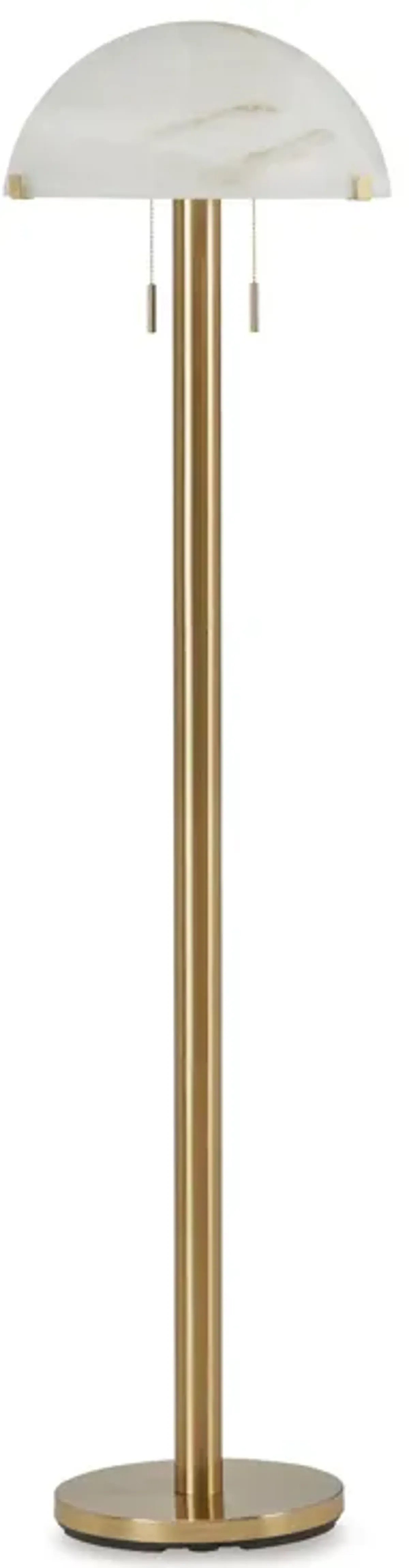 Sein 62 Inch Floor Lamp, Double Pull Chain Switch, Glass Dome Shade, Brass - Benzara