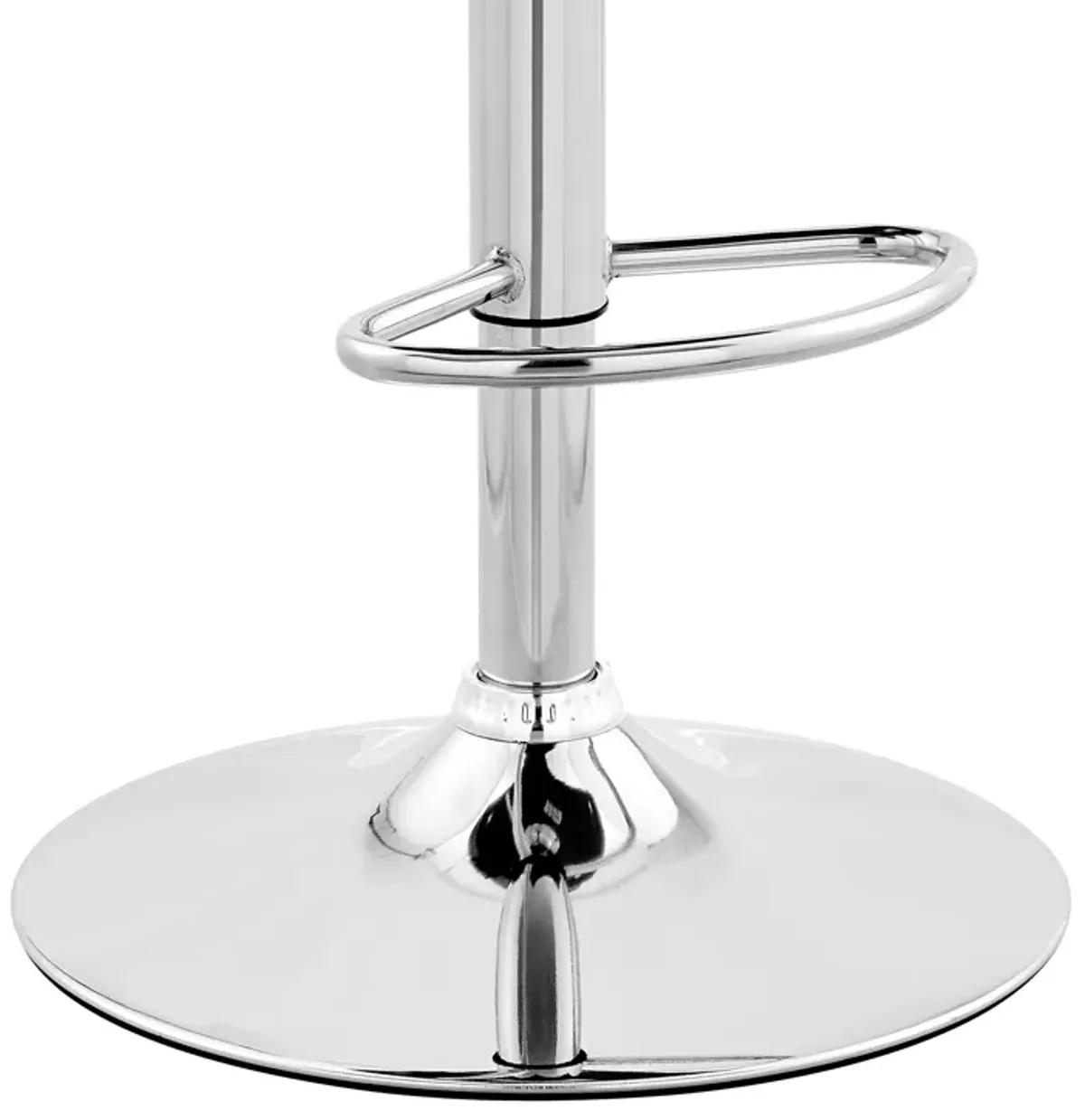 Faux Leather and Metal Adjustable Bar Stool, Cream and Silver-Benzara