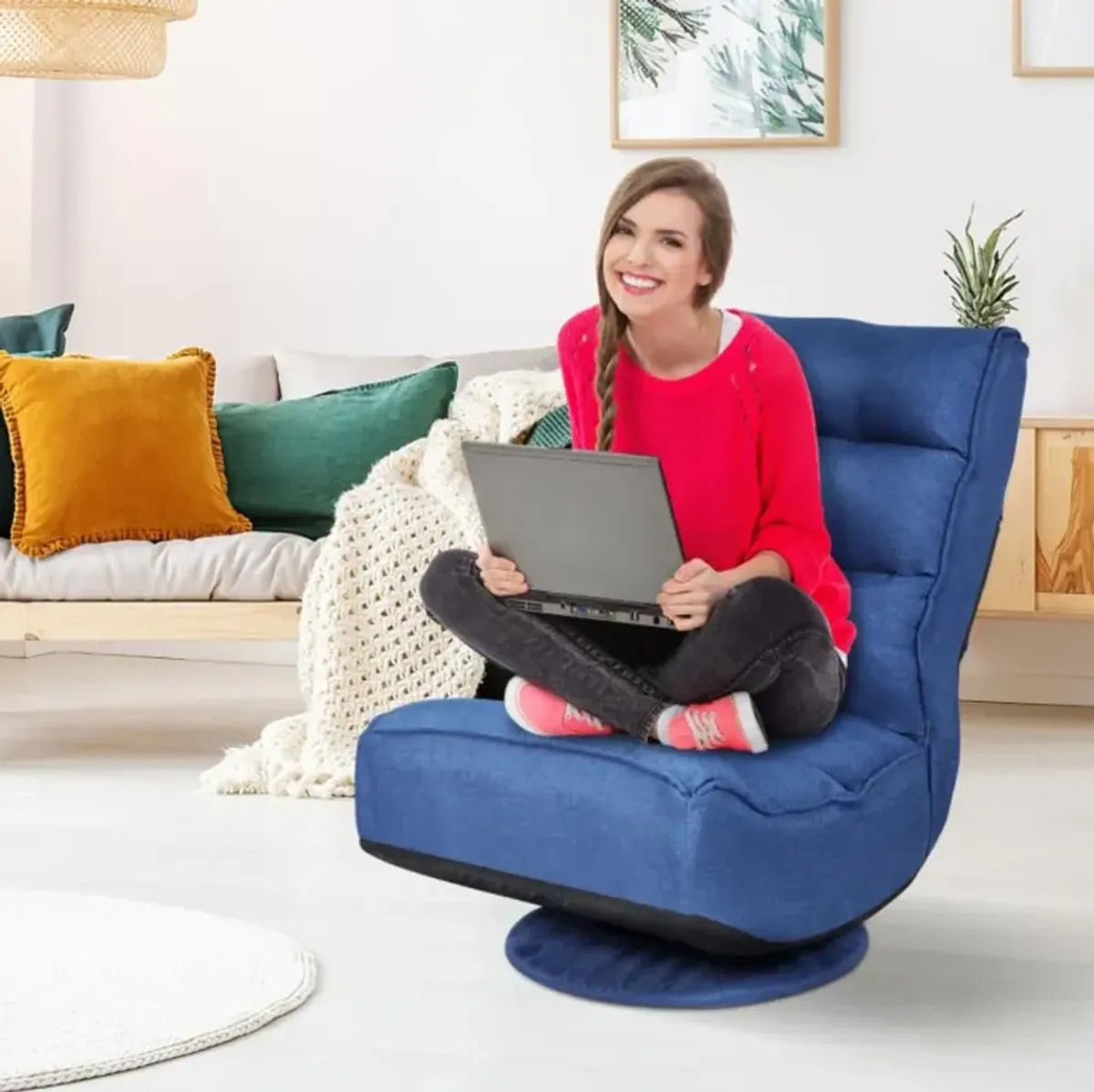 Hivvago 5-Position Folding Floor Gaming Chair