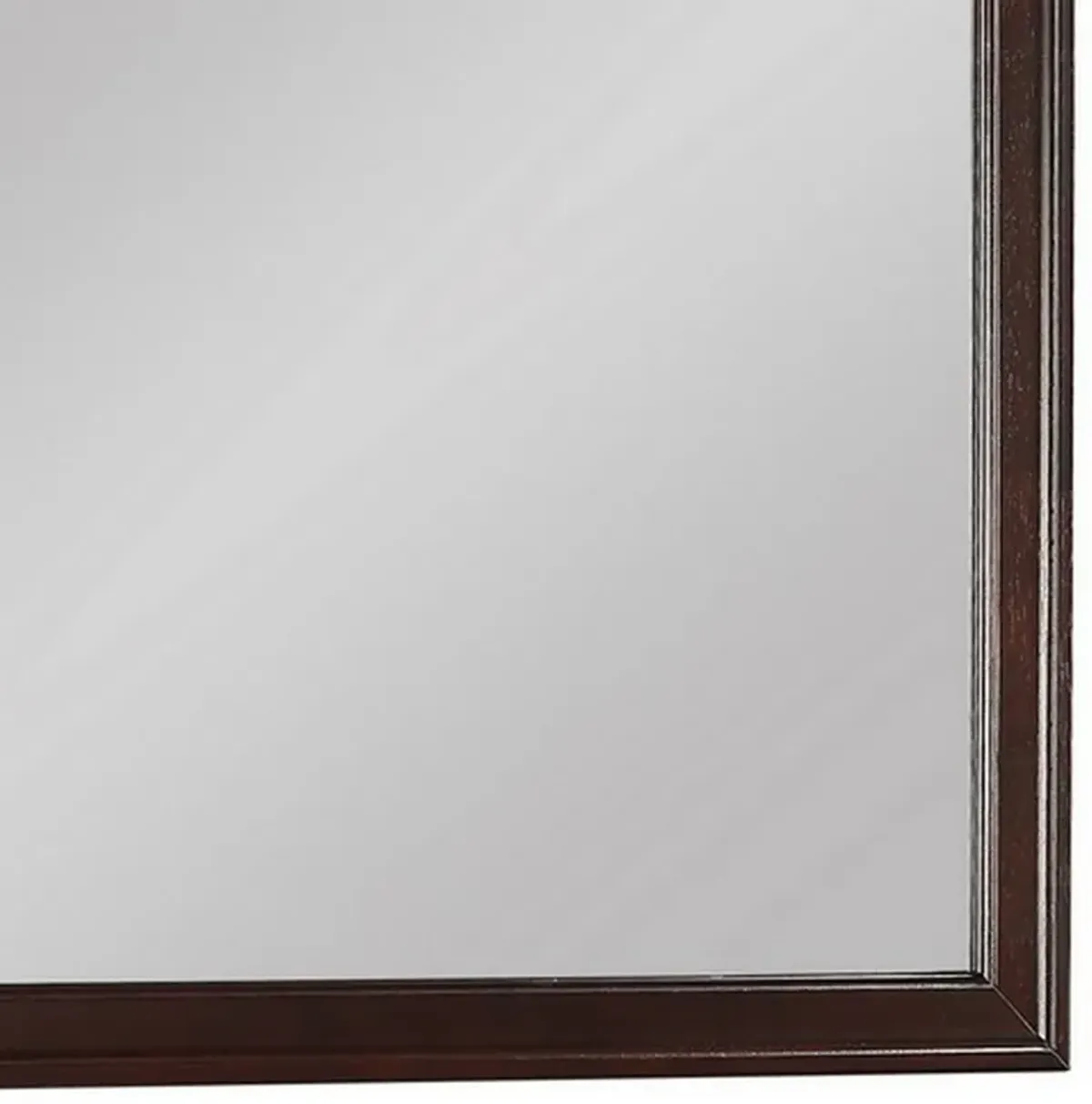 Square Molded Wooden Frame Dresser Mirror, Cherry Brown and Silver-Benzara