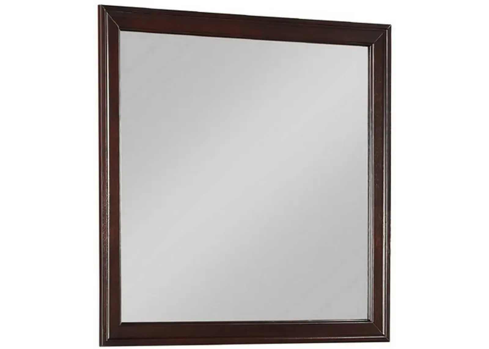 Square Molded Wooden Frame Dresser Mirror, Cherry Brown and Silver-Benzara