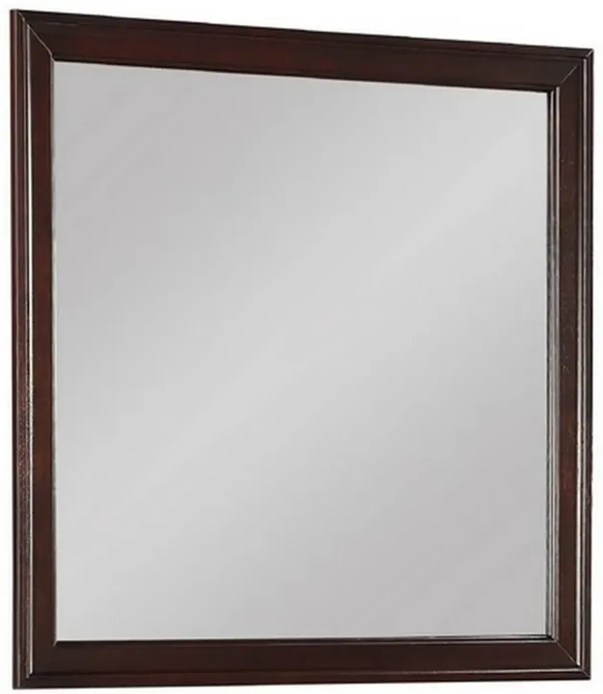 Square Molded Wooden Frame Dresser Mirror, Cherry Brown and Silver-Benzara