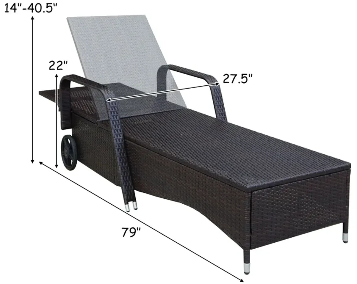 Outdoor Recliner Cushioned Chaise Lounge with Adjustable Backrest