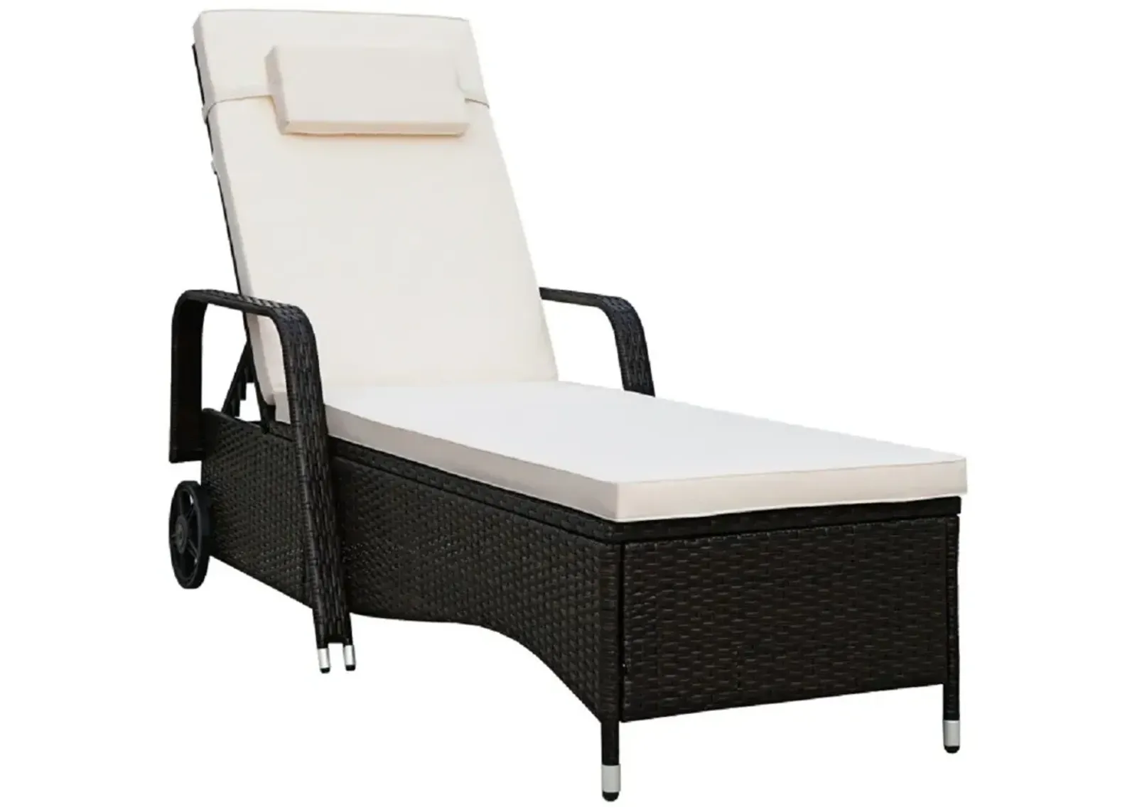 Outdoor Recliner Cushioned Chaise Lounge with Adjustable Backrest