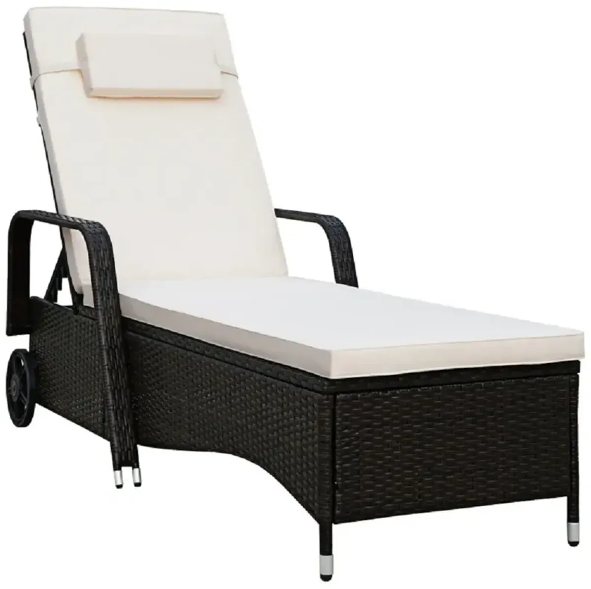 Outdoor Recliner Cushioned Chaise Lounge with Adjustable Backrest