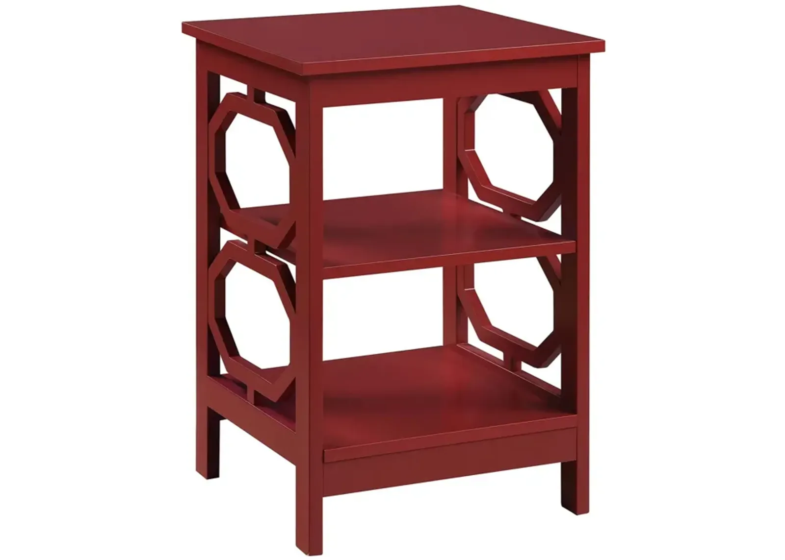 Convenience Concepts Omega End Shelves Table, Cranberry Red