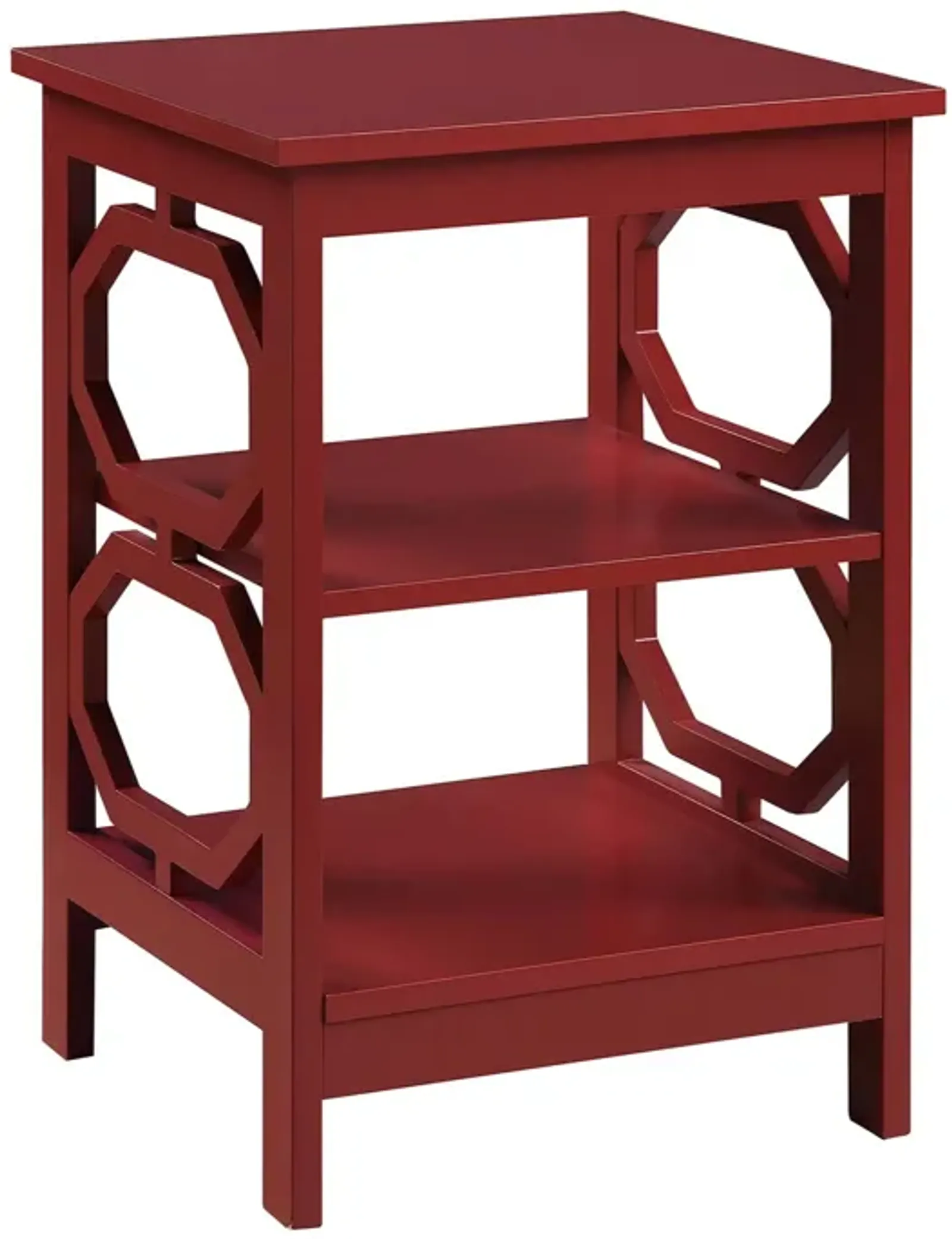 Convenience Concepts Omega End Shelves Table, Cranberry Red