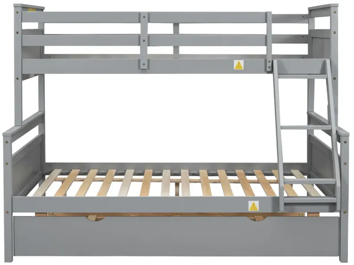 Merax Twin over Full Bunk Bed with Ladder and Twin Trundle