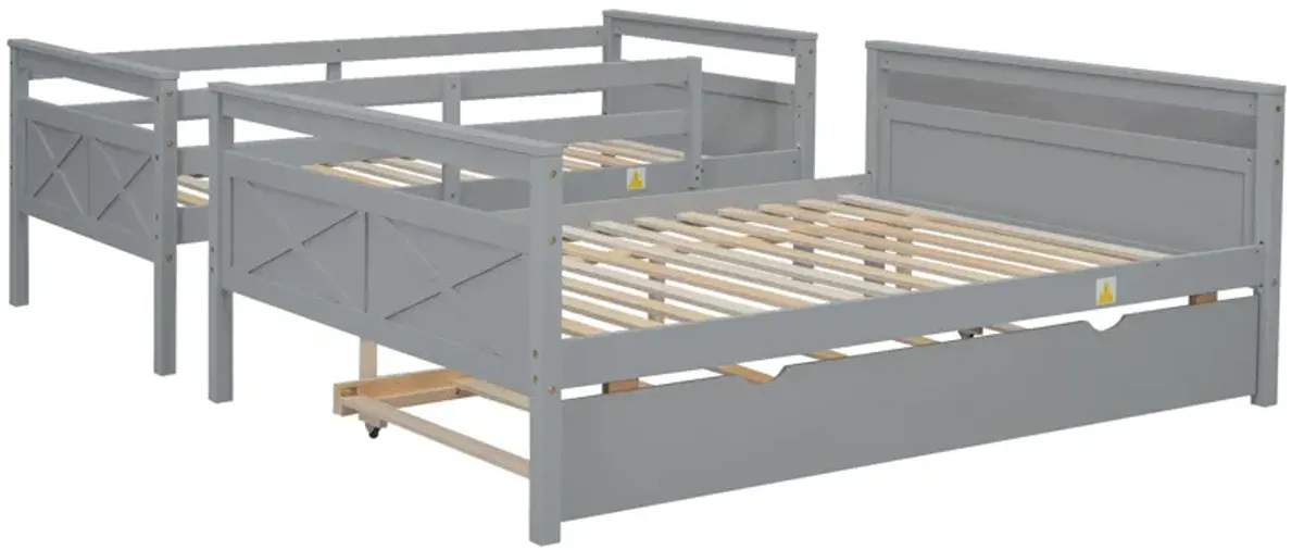 Merax Twin over Full Bunk Bed with Ladder and Twin Trundle