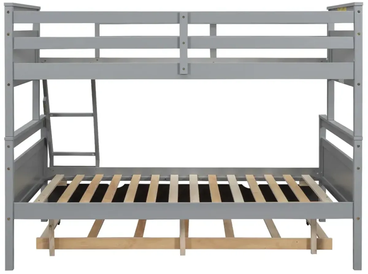 Merax Twin over Full Bunk Bed with Ladder and Twin Trundle