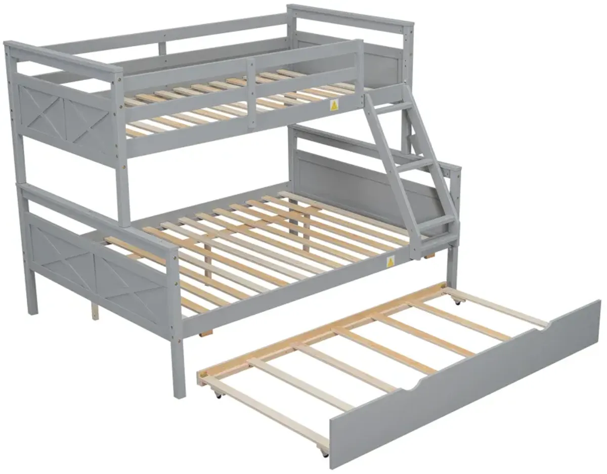 Merax Twin over Full Bunk Bed with Ladder and Twin Trundle